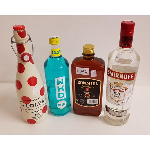 372 - SELECTION OF SPIRITS, WINE AND ALCOHOLIC PREMIX
comprising Smirnoff Vodka (37.5% 1L), Lolea No.2 Fri... 