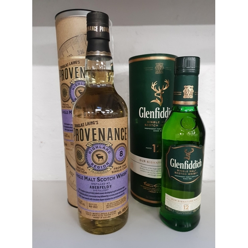 375 - TWO BOTTLES OF SINGLE MALT SCOTCH WHISKY
comprising a bottle of Glenfiddich 12 year old (35cl and 40... 