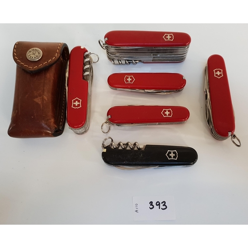 393 - SELECTION OF SIX VICTORINOX SWISS ARMY KNIVES
of various sizes
Note: You must be over the age of 18 ... 