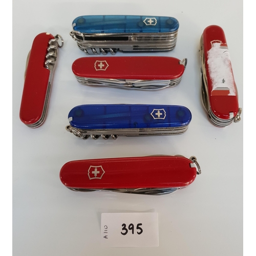 395 - SELECTION OF SIX VICTORINOX SWISS ARMY KNIVES
of various sizes
Note: You must be over the age of 18 ... 