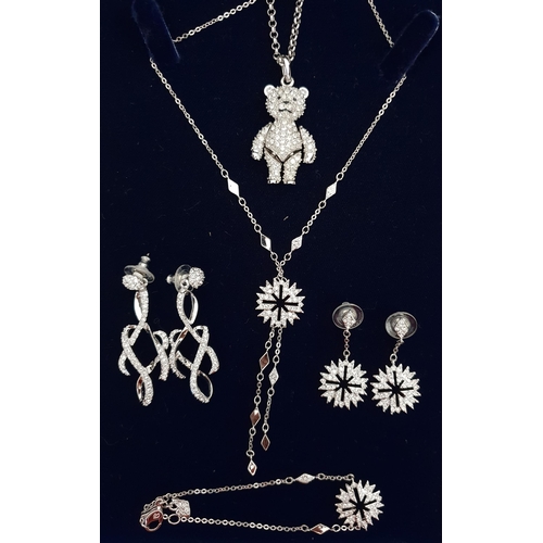 130 - SELECTION OF SWAROVSKI CRYSTAL SET JEWELLERY
comprising a suite of necklace, earrings and bracelet, ... 