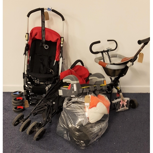 75A - SELECTION OF FOUR PRAMS/ BUGGIES
with one booster seat and one bag of accessories 
Graco, Bugabo Bee