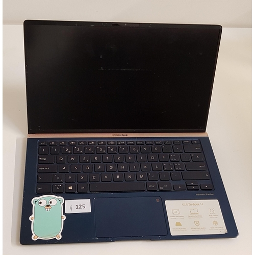 125 - ASUS ZENBOOK 14 LAPTOP
model UX433F; serial number JCN0CV11X673516; a few minor dents to bottom of t... 