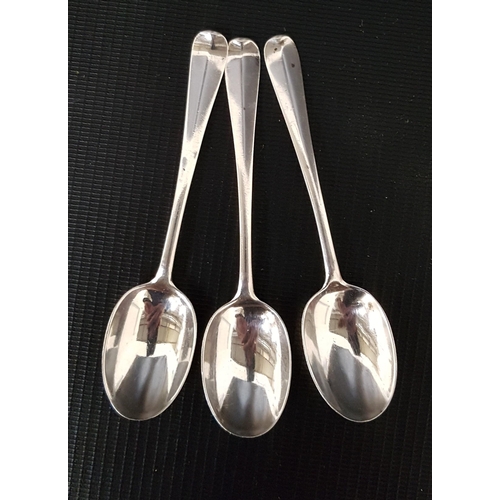 216 - THREE GEORGE V SILVER RAT TAIL TEASPOONS
Sheffield 1920 and 1921 by Charles William Fletcher, 40g/1.... 