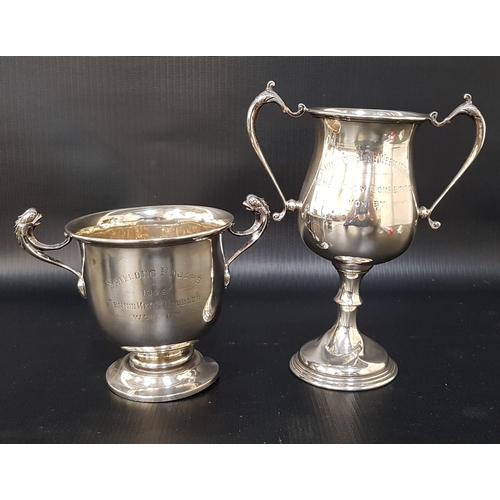 218 - TWO GEORGE V SILVER CUPS
one engraved 'Shillong Punjahs 1929 Tennis Mens Double', Birmingham 1928 by... 