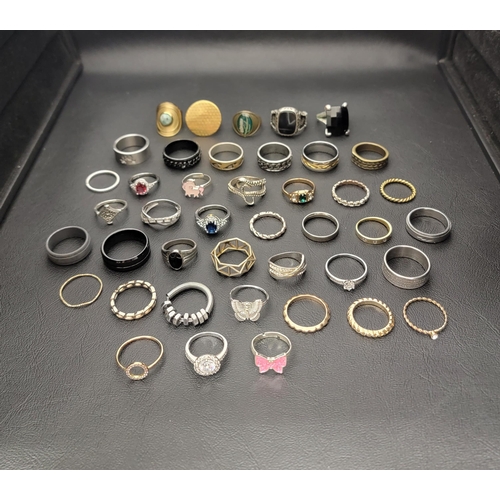 28 - SELECTION OF SILVER AND OTHER RINGS
including bands, stone set rings and statement rings