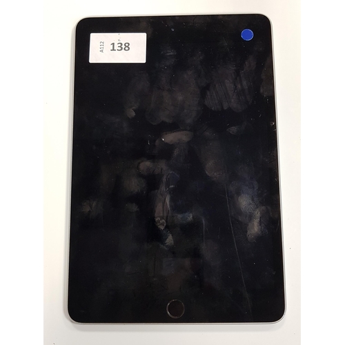 138 - APPLE IPAD MINI 4 - A1538 - WIFI 
serial number F9FWVUAUGHKJ. Apple account locked. 
Note: It is the... 