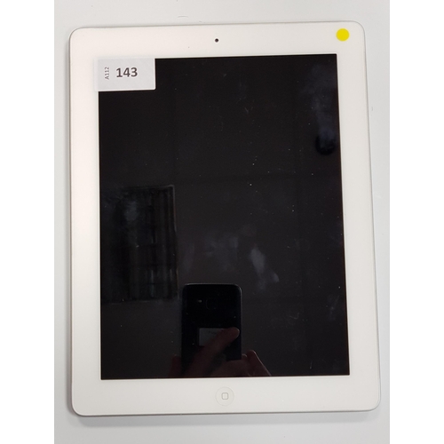 143 - APPLE IPAD 4th GENERATION - A1458 - WIFI 
serial number DMPKPHRNF185. NOT Apple account locked. 
Not... 