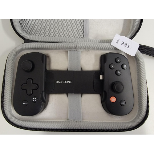 231 - BACKBONES MOBILE GAMING CONTROLLER 
model BB-02, in protective case