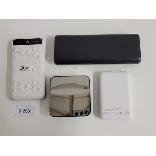 263 - SELECTION OF FIVE POWERBANKS
including Miady, Anker