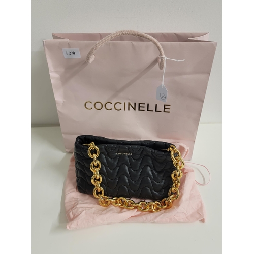 278 - NEW AND UNUSED COCCINELLE LEATHER HANDBAG
with padded stitch detail and gold chain link handle, with... 