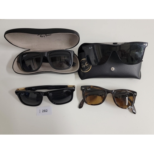 282 - FOUR PAIRS OF RAY-BAN SUNGLASSES
including one pair of folding sunglasses