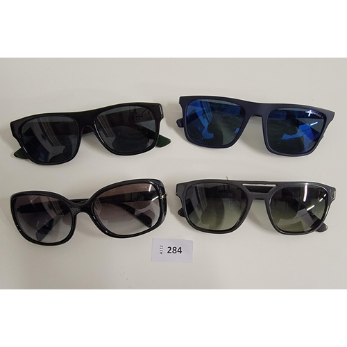 284 - FOUR PAIRS OF DESIGNER SUNGLASSES
comprising 2x Prada, Gucci and Emporio Armani (4)