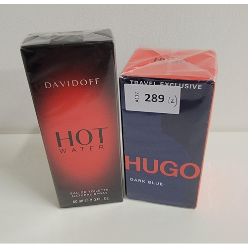 289 - TWO NEW AND UNUSED FRAGRANCES
comprising Davidoff Hot Water eau de toilette (60ml), Hugo Boss Dark B... 