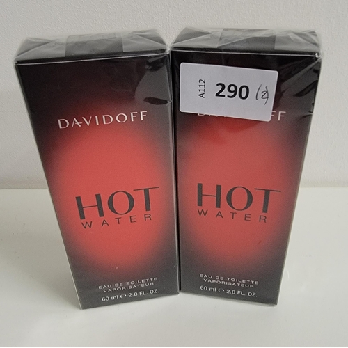 290 - TWO BOTTLES OF NEW AND UNUSED DAVIDOFF HOT WATER EAU DE TOILETTE
both 60ml