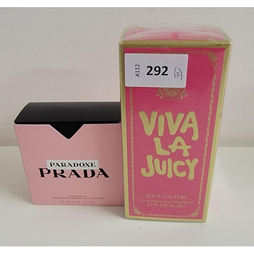 292 - TWO NEW AND BOXED FRAGRANCES
comprising Viva La Juicy Eau de parfum spray (50ml); and Prada Paradoxe... 