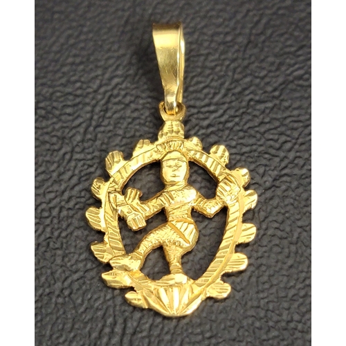 118 - UNMARKED HIGH CARAT GOLD PENDANT
depicting a dancing figure surrounded by foliage, approximately 3.6... 