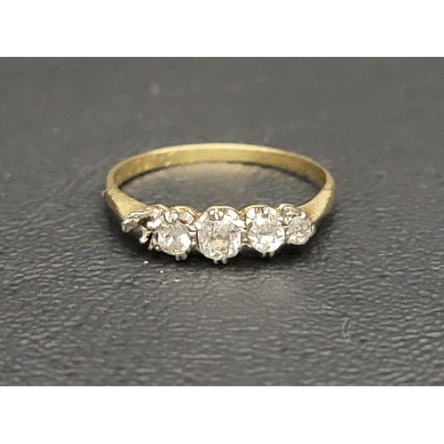 133 - GRADUATED DIAMOND RING
the four diamonds totalling approximately 0.45cts (one side stone lacking), o... 