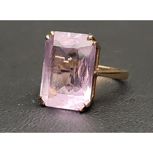 36 - LARGE AMETHYST SINGLE STONE RING
the radiant cut amethyst gemstone measuring approximately 17.9mm x ... 