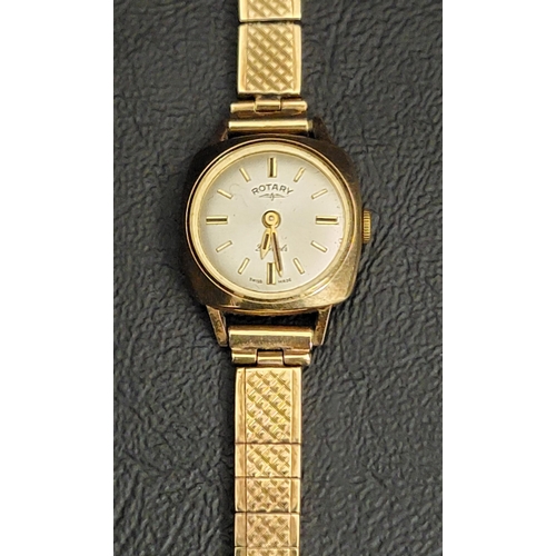 88 - LADIES GOLD CASED ROTARY WRISTWATCH
the backplate in fourteen carat gold and the strap and bezel in ... 