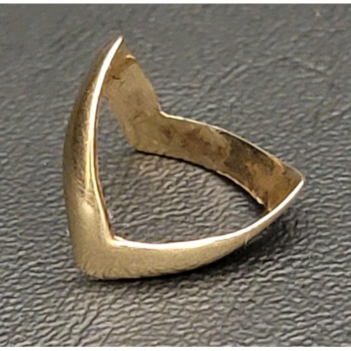 115 - 1970s DOUBLE WISHBONE NINE CARAT GOLD RING
with textured finish to one side, approximately 2.2 grams