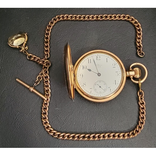 163 - GOLD PLATED WALTHAM USA POCKET WATCH
the white enamel dial with Arabic numerals and subsidiary secon... 