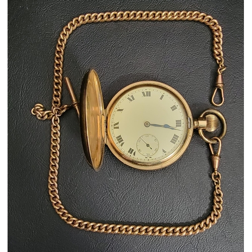 191 - GOLD PLATED POCKET WATCH
the dial with Roman numerals and subsidiary seconds dial, complete with gol... 