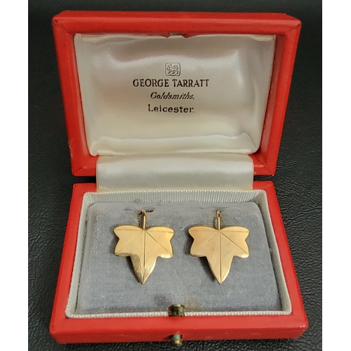 174 - PAIR OF GEORGE TARRATT NINE CARAT GOLD IVY LEAF STUD EARRINGS
with screw fastenings, total weight ap... 