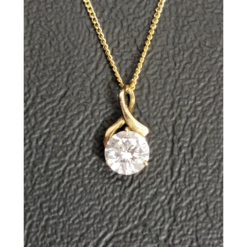 19 - NINE CARAT GOLD NECK CHAIN 
with a CZ set in nine carat gold pendant, approximately 1.8 grams