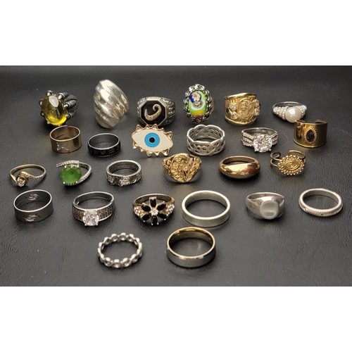 27 - SELECTION OF SILVER AND OTHER RINGS
including statement rings, bands and stone set rings
