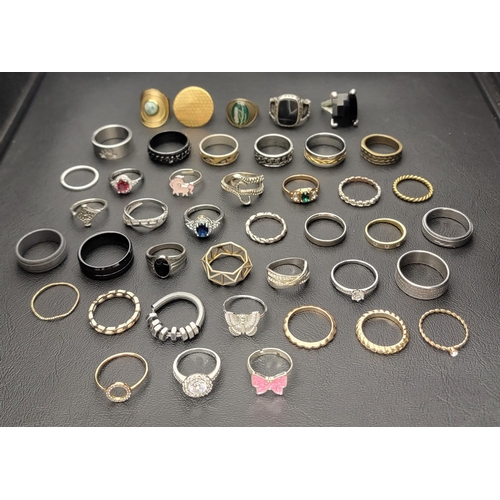 28 - SELECTION OF SILVER AND OTHER RINGS
including bands, stone set rings and statement rings