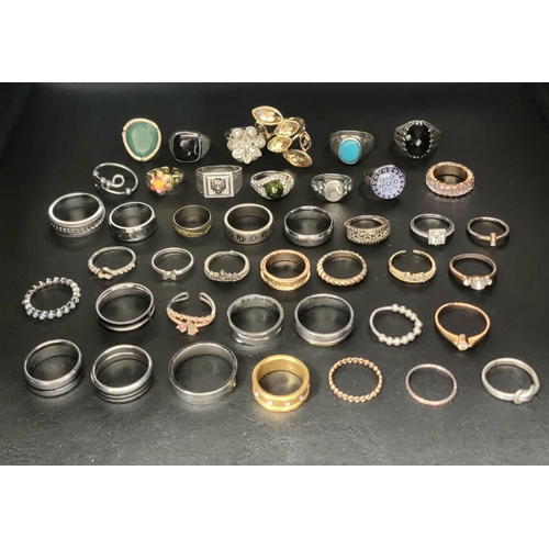 64 - SELECTION OF SILVER AND OTHER RINGS
including bands, statement rings and stone set rings