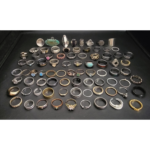 205 - SELECTION OF SILVER AND OTHER RINGS
including stone-set rings, bands and statement rings