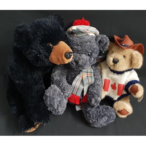 371 - THREE CANADIAN PLUSH TEDDY BEARS
comprising the Hudson Bay Company Tolmie with a tartan hat and scar... 