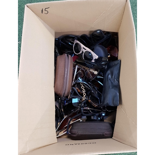 ONE BOX OF BRANDED AND UNBRANDED SUNGLASSES
note: some may have prescription lenses