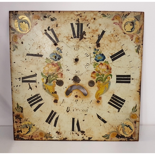 440 - LATE 18th CENTURY PAINTED SQUARE LONGCASE CLOCK DIAL
by Rob Roberts of Bangor, with a painted second... 