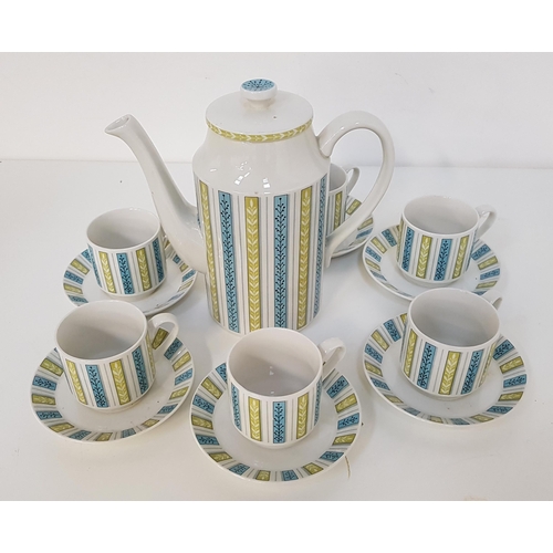 208 - MIDWINTER EVERGLADE COFFEE SET
comprising six cups and saucers and a lidded coffee pot (14)