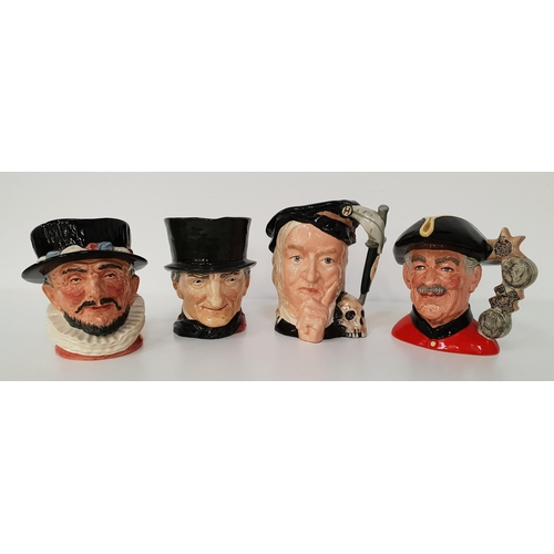 231 - FOUR LARGE ROYAL DOULTON CHARACTER JUGS
including John Peel, 16cm high, Beefeater D6206, 16cm high, ... 