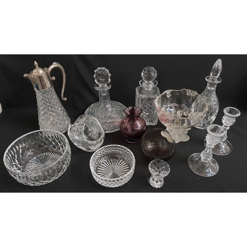 239 - SELECTION OF CRYSTAL AND OTHER GLASSWARE
including a Royal Brierley square decanter and centre bowl,... 