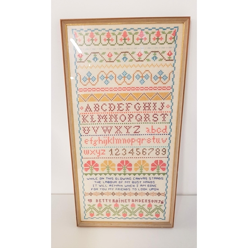 475 - TWO 20th CENTURY SCOTTISH SAMPLERS
one by Betty Rainey Anderson and dated 1976, with floral and alph... 