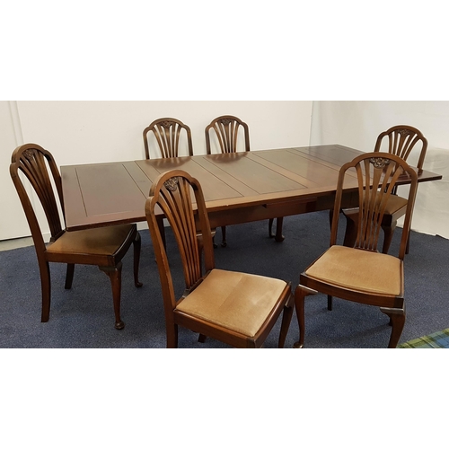 520 - MAHOGANY DRAWLEAF DINING TABLE
standing on cabriole supports, 214cm extended, together with a set of... 