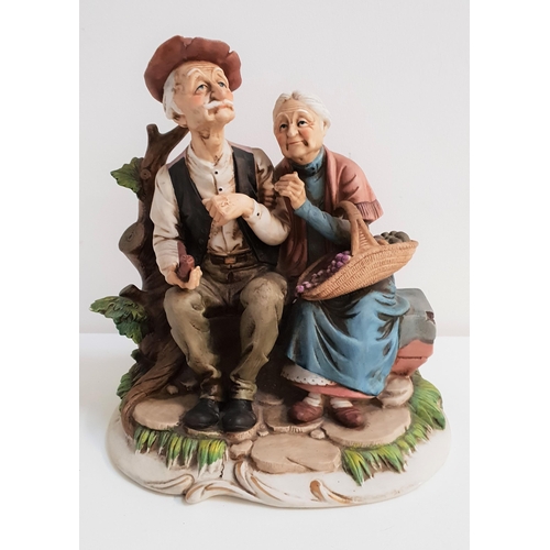 193 - ROYAL MERIDIAN NORITAKE FIGURINE
depicting an old couple sat on a park bench, 24cm high