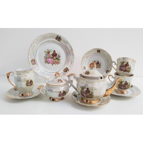 211 - CHODZIEZ OF POLAND TEA SET
decorated with classical figures on an iridescent lustre ground with gilt... 