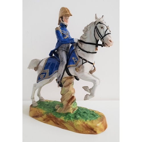 224 - CAPODIMONTE PORCELAIN FIGURINE
depicting a French officer on a grey horse, marked to the base 'Offic... 