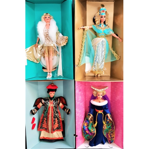 385 - FOUR BARBIE DOLLS FROM THE CREAT ERAS COLLECTION
comprising 1920s flapper, Egyptian Queen, Medieval ... 