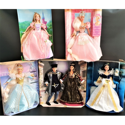 390 - FIVE BARBIE DOLLS
comprising Ken and Barbie as Romeo and Juilet, Snow White Barbie, Cinderella Barbi... 