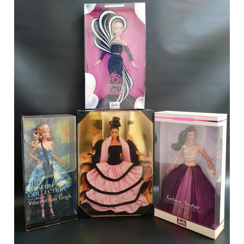 391 - FOUR BARBIE DOLLS
comprising Vincent Van Gough design from The Museum Collection, 45th Anniversary b... 