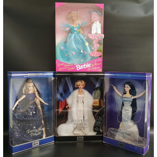 393 - FOUR BARBIE DOLLS
comprising Hollywood Premiere, Songbird, Midnight Moon Princess and Evening Star P... 