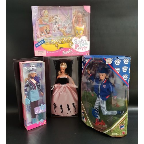 397 - FOUR BARBIE DOLLS
comprising Chic, Chicago Cubs, Sleep Over Party and Timeless Silhouette, all boxed... 