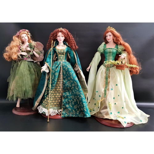 411 - THREE FRANKLIN MINT PORCELAIN DOLLS
comprising Brianna, Princess of Tara, boxed, Rosie Princess of L... 